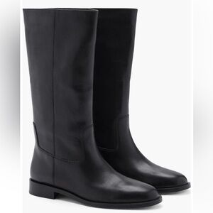 Mango Sleek Black Leather Moto Boots